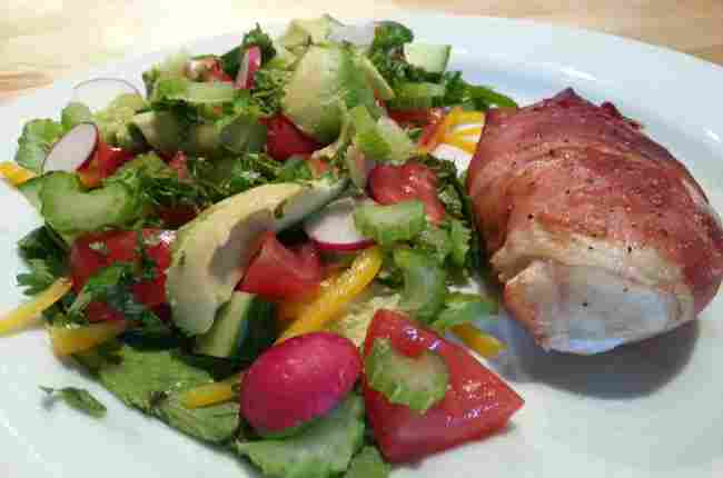 Chicken in Parma Ham with Salad