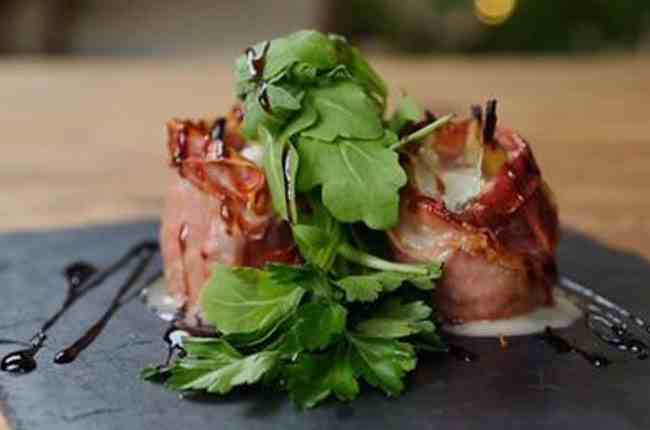 Figs with blue cheese wrapped in Parma Ham